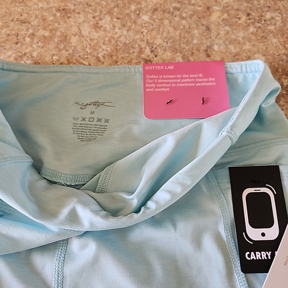 GOTTEX Yoga Pants ankle length legging M aqua heather NWT - Picture 3 of 3